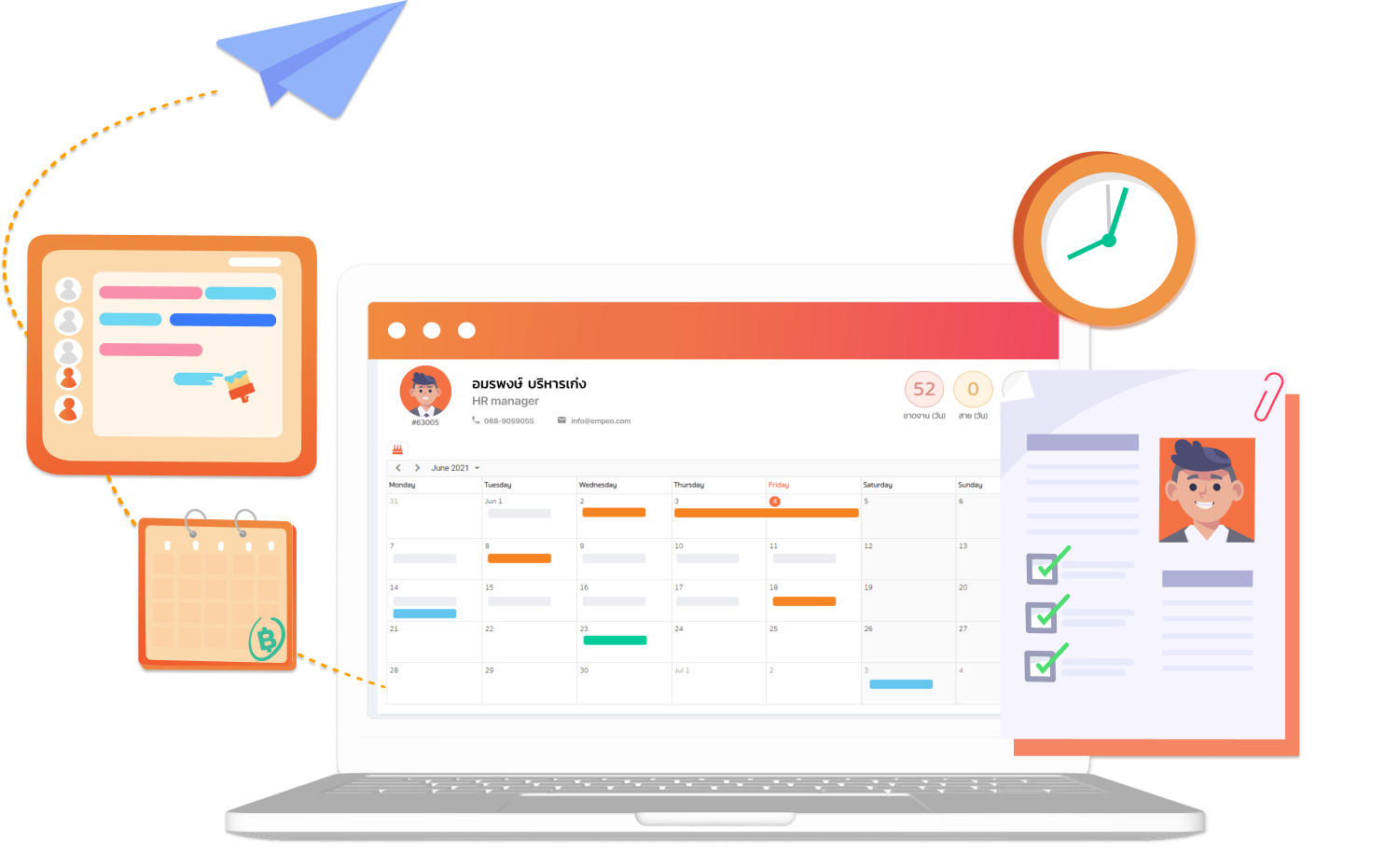 hr software screen with OT, shift, leave management